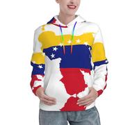VCzsdff Sudadera con capucha suave de la bandera de Venezuela para mujer, de manga larga, con bolsillos, suéter de invierno, Negro, M
