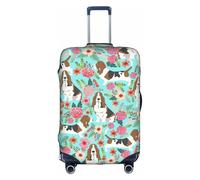 VCzsdff Sweet Basset Hound - Funda de equipaje con estampado floral lavable, antiarañazos, para equipaje de 18 a 32 pulgadas, White, XL