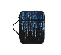VCzsdff The Blue Binary - Bolsa de almacenamiento para escrituras impresas, resistente al agua, soporte de papelería, estuche de estudio de adoración de iglesia