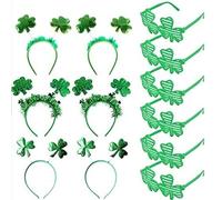 Vdaxvme 1 juego de aro para el pelo de trébol con lentes de sol para el Día de San Patricio, suministros de fiesta para adultos, unisex