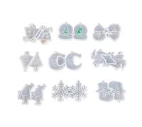 Vdaxvme 1 unidad/9 aretes colgantes de Navidad con molde de silicona adecuado para manualidades de resina epoxi, aretes y joyas