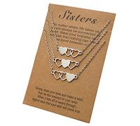 Vdaxvme 3 collares cortos en forma de corazón de acero inoxidable para mejor amiga, adecuado para 3 hermanas y 3, acero inoxidable, circonita cúbica