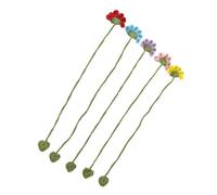 Vdaxvme 5 marcapáginas de flores hechas a mano, marcadores de página, marcadores florales de ganchillo, ayuda de lectura para los amantes de los libros
