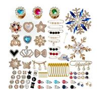 Vdaxvme 50/55/58/80/90/94/96 piezas de abalorios para calcetines, ropa, pin seguro, perlas artificiales, diamantes de imitación, broche, suéter, chal
