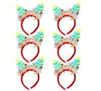 Vdaxvme 6 diademas de árbol de Navidad, tocado cómodo de dibujos animados para fiestas de vacaciones, cómodo