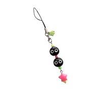 Vdaxvme Abalorio de aleación de resina hecho a mano para teléfono, bola de carbón negro y colgante de estrella, accesorio para bolsa de moda, 8cm, Aleación y resina