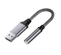 Vdaxvme Adaptador auditivo USB a 3,5 mm para auriculares, adaptador de sonido para micrófono, mejora el sonido en computadoras y productos digitales, cable auditivo para PC y portátil