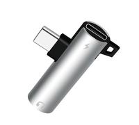 Vdaxvme Adaptador simultáneo USB C Sound 3 de 5 mm para auriculares, construcción de aluminio en ángulo recto, para dispositivos móviles Plug and Play USB C Sound Cargas