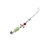 Vdaxvme Adorable llavero multifuncional con diseño de árbol de Navidad con lazo, cadena de teléfono con cuentas acrílicas, accesorio para mujer