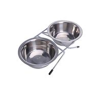 Vdaxvme Alimentador automático para mascotas + bebedero para cuenco de acero inoxidable, fuente de agua antifugas, 2 en 1, vajilla para mascotas, alimentación de agua para perros