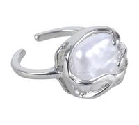 Vdaxvme Anillos irregulares con piedra, chica estética, luna hueca para mujer, yemas de flores Y2K abiertas, joyas vintage, cristal para plata, ajustable, natural para abierto para plata, como se