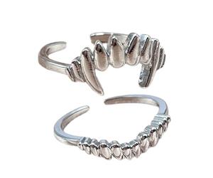 Vdaxvme Anillos partidos únicos con tema de vampiro, aleación estable, cómodo, adecuado para estilos punk, accesorio para hombres y mujeres, ropa casual, joyería de vampiro de moda