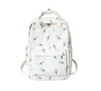 Vdaxvme Bolsas para libros escolares, mochila de gran capacidad con estampado floral, mochila mediana de la universidad para adolescentes, estudiantes, niñas, mochila de viaje, bolso blanco floral