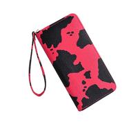 Vdaxvme Bolsos elegantes Carteras Tarjetero con patrón de vaca Muestra tu gusto personal donde quiera que vayas Material de cuero PU de alta calidad, rojo