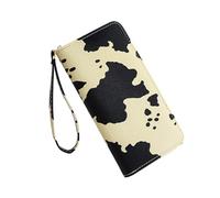 Vdaxvme Bolsos elegantes Carteras Tarjetero con patrón de vaca Muestra tu gusto personal donde quiera que vayas Material de cuero PU de alta calidad, amarillo