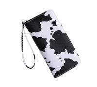 Vdaxvme Bolsos elegantes Carteras Tarjetero con patrón de vaca Muestra tu gusto personal donde quiera que vayas Material de cuero PU de alta calidad, Blanco