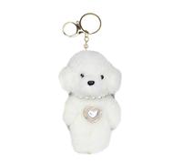 Vdaxvme Bonito llavero de peluche con diseño de perro, llavero de animales de peluche, encantadores colgantes para bolso, mochila, bolso de mano, Blanco, Dog