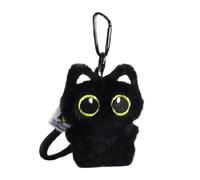 Vdaxvme Bonito llavero de peluche de gato negro, adorable accesorio de monedero, colgante único para mujer, Gato negro de ojos grandes, 9.5 7.5