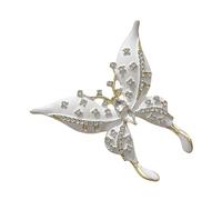 Vdaxvme Broches de mariposa blanca de moda, elegantes alfileres de mariposa, textura de aleación, adecuados para suéter y abrigo de mujer, 4.7*4.7cm, Zinc