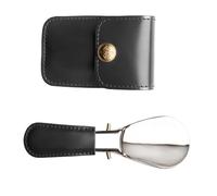 Vdaxvme Calzador plegable de acero inoxidable con estuche de almacenamiento, mango de piel sintética, herramienta de elevación de viaje para el hogar y la oficina, Black, Talla única