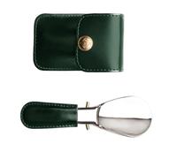 Vdaxvme Calzador plegable de acero inoxidable con estuche de almacenamiento, mango de piel sintética, herramienta de elevación de viaje para el hogar y la oficina, Green, Talla única