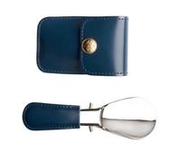 Vdaxvme Calzador plegable de acero inoxidable con estuche de almacenamiento, mango de piel sintética, herramienta de elevación de viaje para el hogar y la oficina, Blue, Talla única