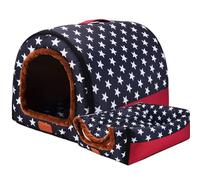 Vdaxvme Cama cálida tipo cueva para interiores con patrón de dibujos animados, camas, tienda de campaña para cachorros y perros pequeños