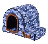Vdaxvme Cama cálida tipo cueva para interiores con patrón de dibujos animados, camas, tienda de campaña para cachorros y perros pequeños