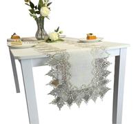 Vdaxvme Camino de mesa de encaje bordado de poliéster antideslizante bufanda perfecta para bodas formales cenas eventos decoración mantel de encaje