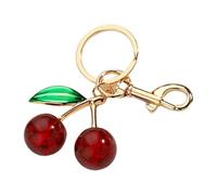 Vdaxvme Colgante único de cerezas de resina con diseños de leopardo para mujer de moda y accesorio, 9.5CM*5CM, Resina y aleación