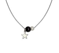 Vdaxvme Collar con colgante de cinco puntas para mujer, gargantilla de cadena de clavícula, joyería de moda, collar de cadena de hueso de serpiente, acero inoxidable, circonita cúbica