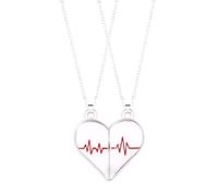 Vdaxvme Collar con colgante de corazón de dos almas para mujer, 2 unidades, para parejas, collar con imán creativo, cadena de suéter, Metal, Circonia cúbica