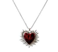 Vdaxvme Collar con colgante de corazón de moda para mujer con detalle de gota de aceite, hermoso collar de corazón, accesorio de cadena delicada, Metal, Circonia cúbica