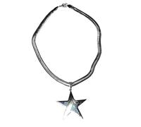 Vdaxvme Collar con colgante simple/estrella/corazón, collar de moda, collar de clavícula, gargantilla de cadena de hueso de serpiente, collar de joyería, Metal, Circonia cúbica