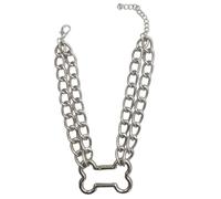 Vdaxvme Collar de cadena de hueso elegante para mujer, collar de longitud ajustable, gargantilla de cadena única, cadena de clavícula de moda, aleación, metal, circonita cúbica