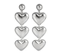 Vdaxvme Collar de corazón/pendientes/pulsera, accesorios de joyería de fiesta, serie de corazones, joyería de cumpleaños para mujeres y novias, C earrings, Cadena de hierro + cadena de cobre +