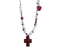 Vdaxvme Collar de hueso de sangre punk, gargantilla gótica, joyería de moda, cadena punk, clavícula, collar de perlas irregulares, tela, Circonia cúbica