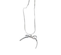 Vdaxvme Collar de hueso de serpiente de moda con colgante de lazo, cadena ajustable, gargantilla hecha a mano para mujer, Metal, Circonia cúbica