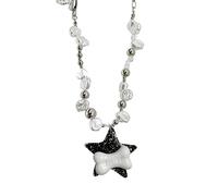 Vdaxvme Collar de joyería para mujer, collar con colgante de hueso blanco, gargantilla de estrella de moda para mujer, accesorio punk, tela, circonita cúbica