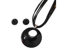 Vdaxvme Collar de mujer con diseño de corazón redondo, cadena de clavícula, temperamento, simple, frío, ajustable, cuerda de cera, Round Hollow Type A, Acrílico, Circonia cúbica