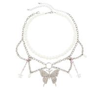 Vdaxvme Collar para mujer, exquisito collar con colgante artístico para el cuello, collar con colgante único, cadena ajustable, collar de aleación, Eso es todo, Circonia cúbica