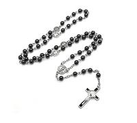 Vdaxvme Collar para mujer, hecho a mano, redondo, de cristal, rosario católico, para collar, cuentas para colgantes religiosos, nec, metal, circonita cúbica
