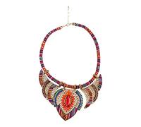 Vdaxvme Collares para mujer, collar étnico tribal con babero tribal, collar colorido para hija, esposa, madre, Metal, Circonia cúbica