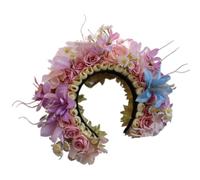 Vdaxvme Coronas de flores de doble cara para mujeres y niñas, guirnaldas, corona de princesa, diadema floral, tocado de novia, joyería para el cabello de boda