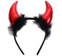 Vdaxvme Diadema corta de cuerno de Halloween para Halloween, de tela brillante, para cosplay, disfraz de bruja, accesorio para niña