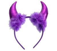 Vdaxvme Diadema corta de cuerno de Halloween para Halloween, de tela brillante, para cosplay, disfraz de bruja, accesorio para niña