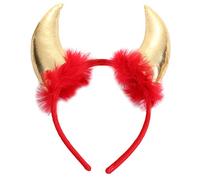 Vdaxvme Diadema corta de cuerno de Halloween para Halloween, de tela brillante, para cosplay, disfraz de bruja, accesorio para niña