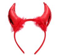 Vdaxvme Diadema corta de cuerno de Halloween para Halloween, de tela brillante, para cosplay, disfraz de bruja, accesorio para niña