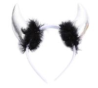 Vdaxvme Diadema corta de cuerno de Halloween para Halloween, de tela brillante, para cosplay, disfraz de bruja, accesorio para niña