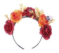 Vdaxvme Diadema de calavera multicolor para decoración de Halloween, diseño floral